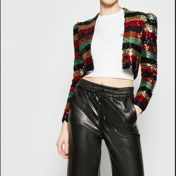 New Alice + Olivia Benny Baggy Faux Leather Pants in Black Size M#2120 - Picture 3 of 13